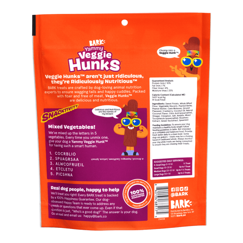 FOOD 216028 YAMMY VEGGIE HUNKS CEREAL TREATS straight on GRID 0139